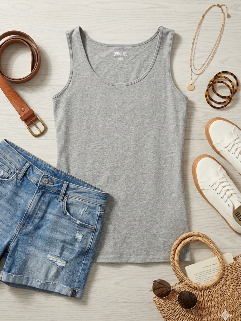 Duluth Trading Co No-Yank Grey Scoop Neck Tank